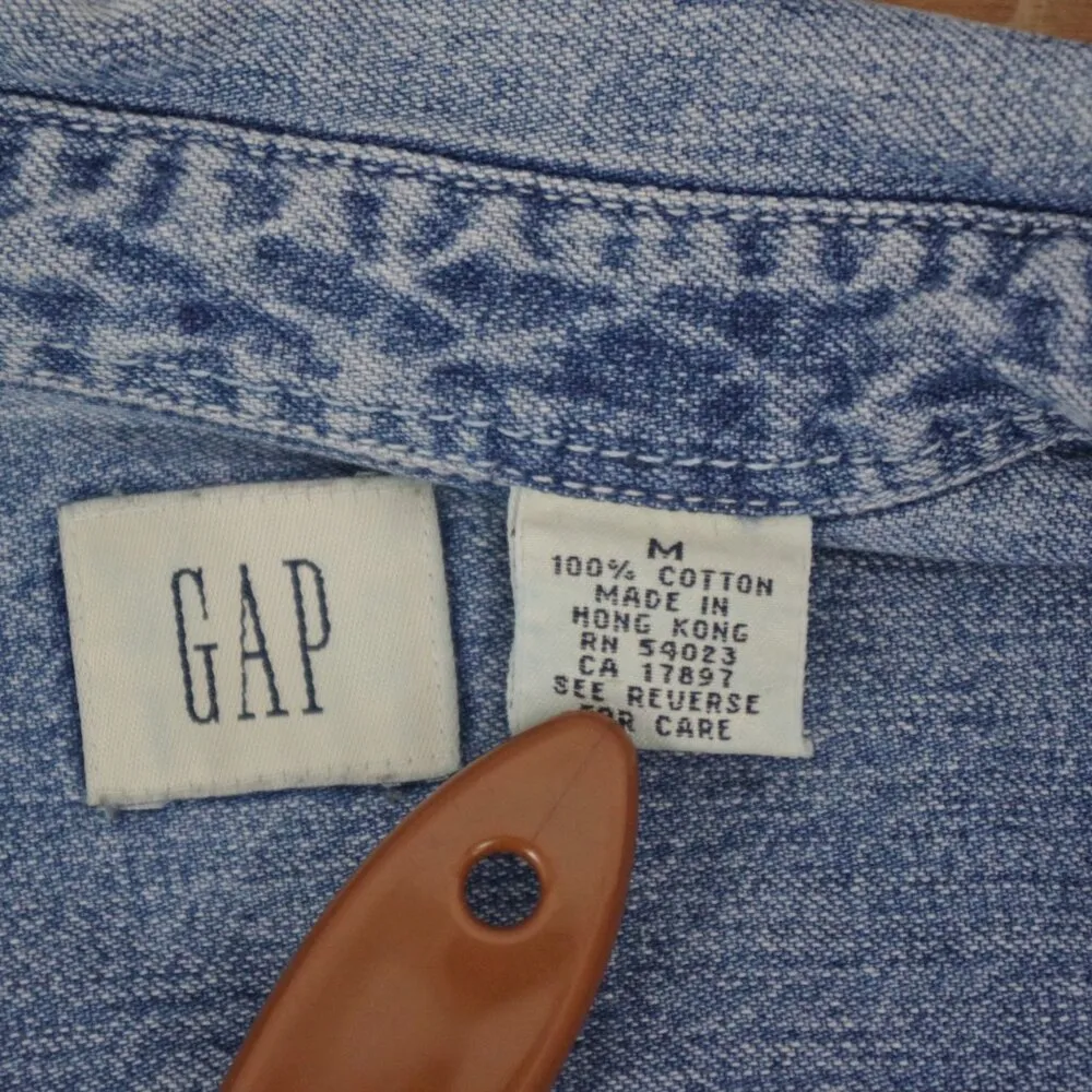 Gap Denim Vintage Ladies' Button Down Collared Shirt Medium - Image 2