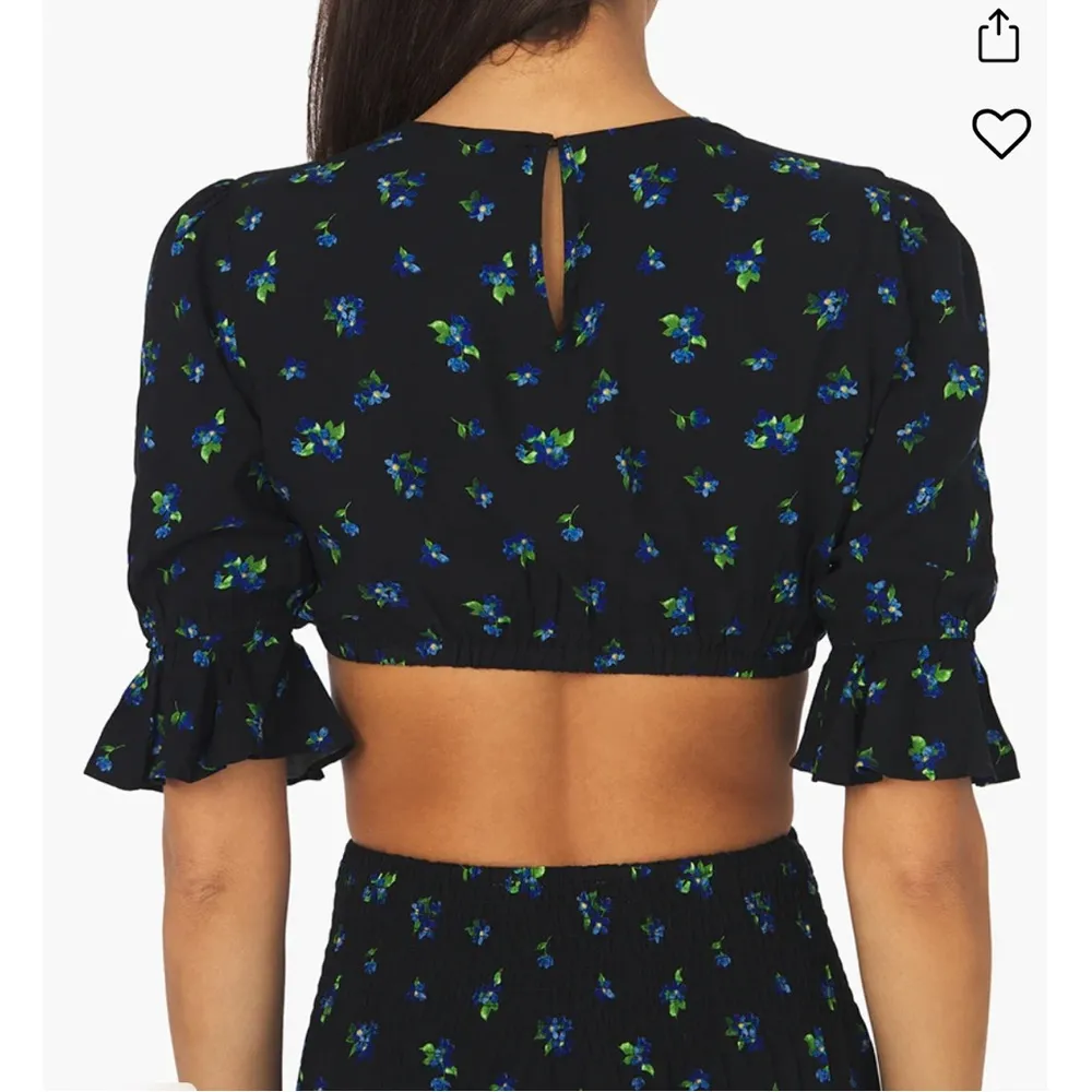 WeWoreWhat Black Cotton Poplin Ruffle Sleeve Cropped Top Size M - Image 9