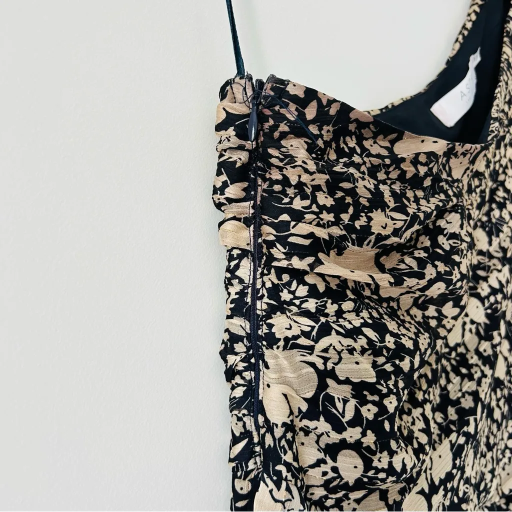 ASTR The Label Santorini Midi Dress Black Taupe Metallic Floral M - Image 6