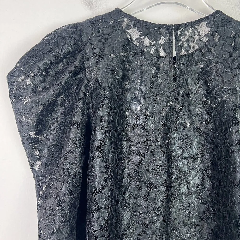 NWT  Lace Puff Sleeve Top Black Size Small S NEW $88 - Image 12