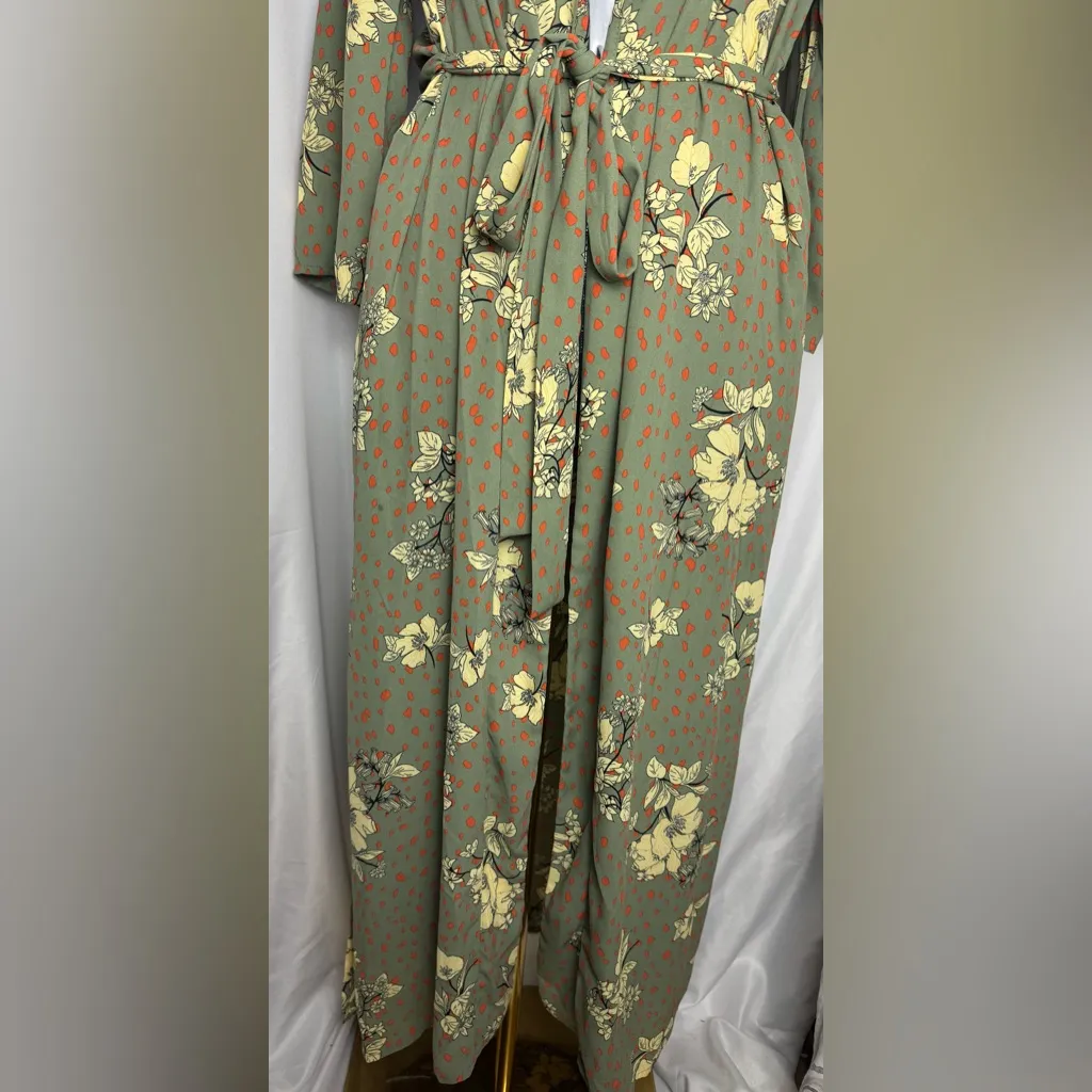 Women's Maverick The Collection Green Floral Longline Duster Kimono NWT XS - Image 3