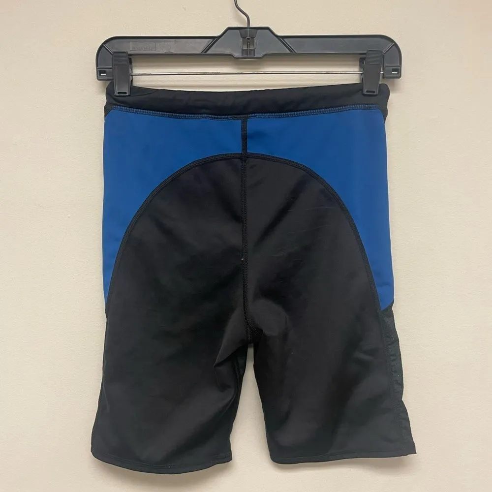 Urban Outfitters Black Blue Mesh Panel Midi Thigh Bike Shorts SZ M - Image 5