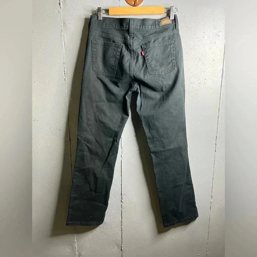 Levis 505 Jeans Womens 6 short Black Straight Leg Mid Rise 5 Pocket Denim - Image 2