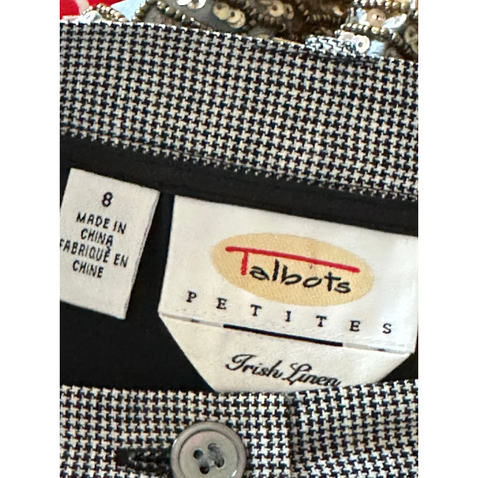 Vintage 90s Talbots Pencil Skirt Linen Houndstooth Classic Midi Prep Heritage - Image 3