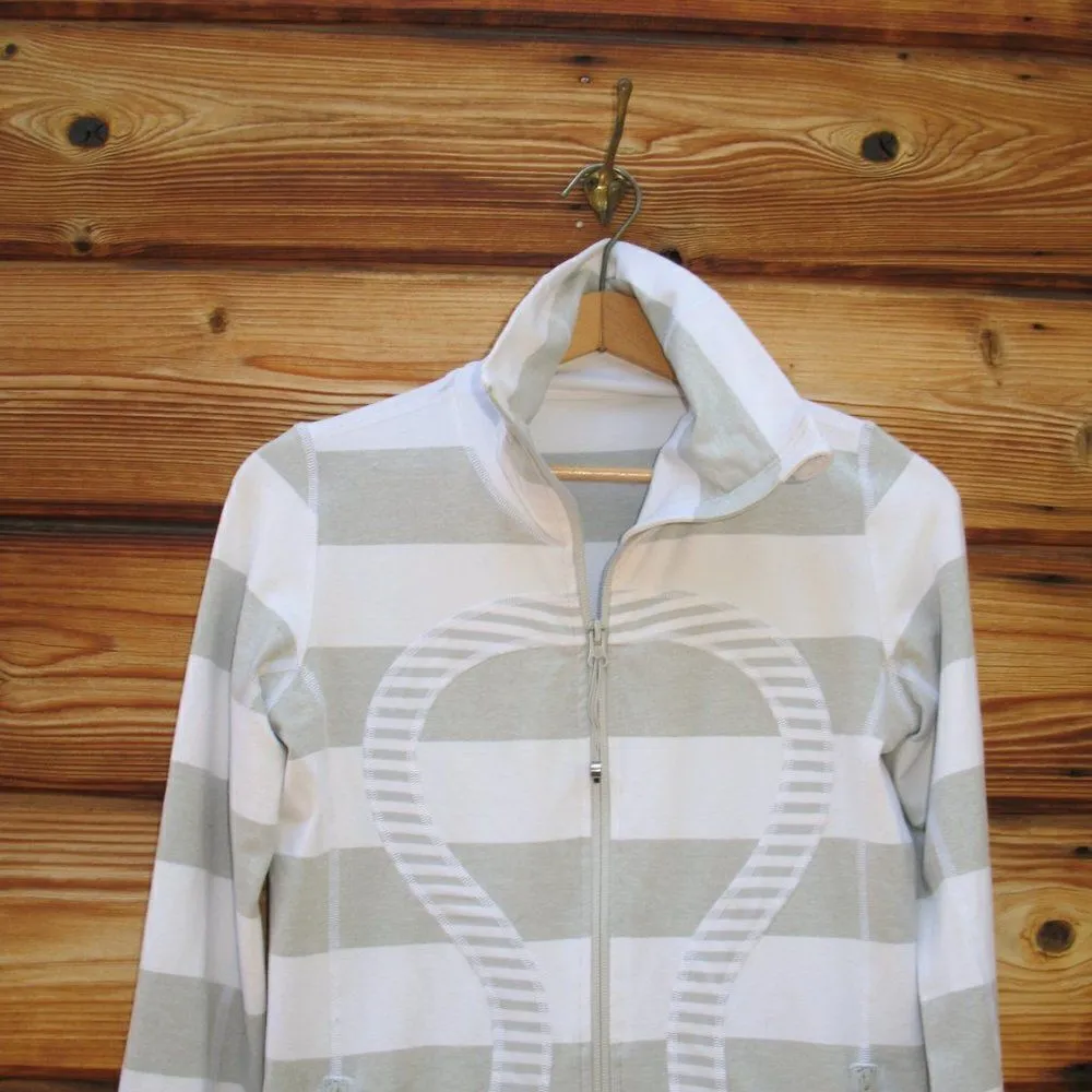 Lululemon In Stride Jacket Brushed White Silver Spoon Wide Bold Multi Stripe - Image 6
