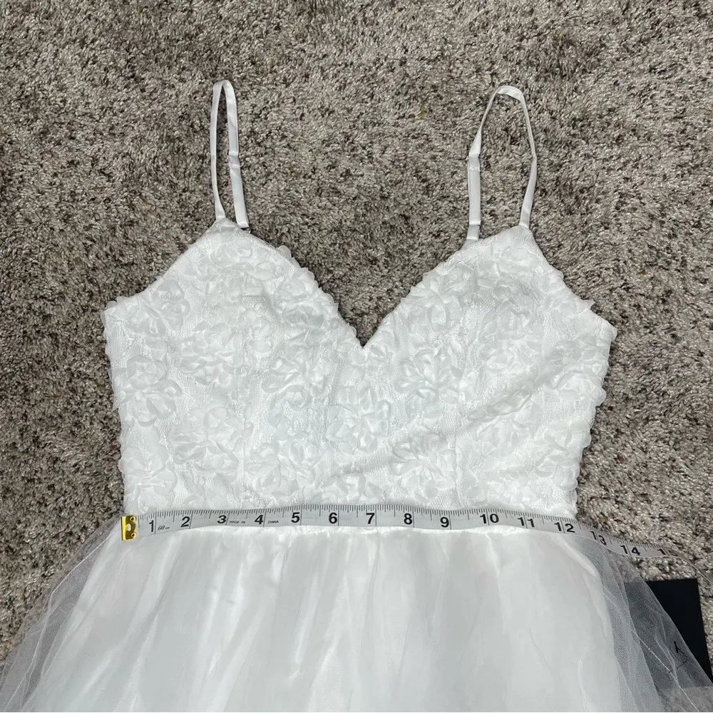 Lulus Graceful Beauty White 3D Floral Tulle Sleeveless Maxi Dress XS NWT - Image 8