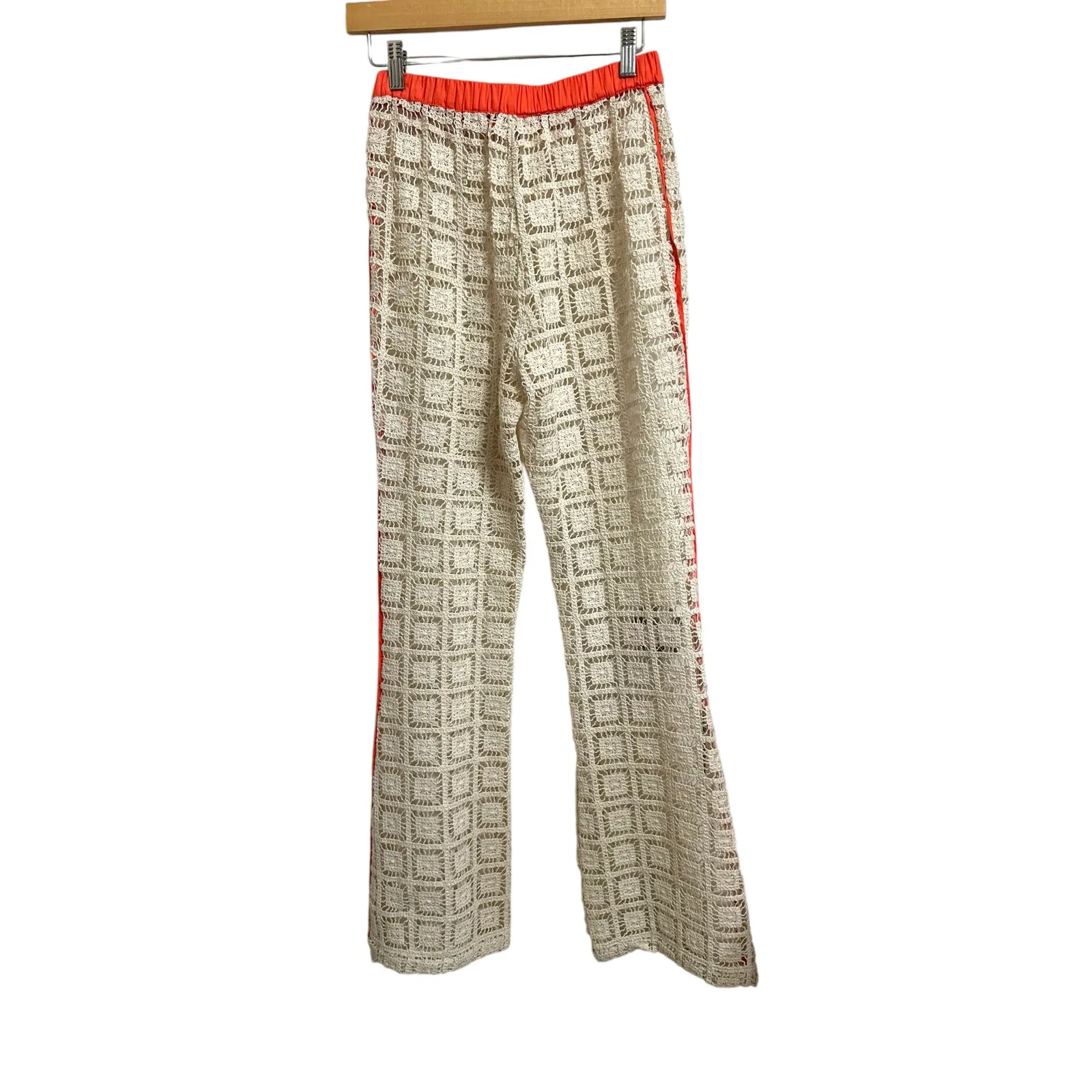 ANIM Women's Prea Cotton Crochet Flared Pants In Multi size Small $318 Orange - Image 6