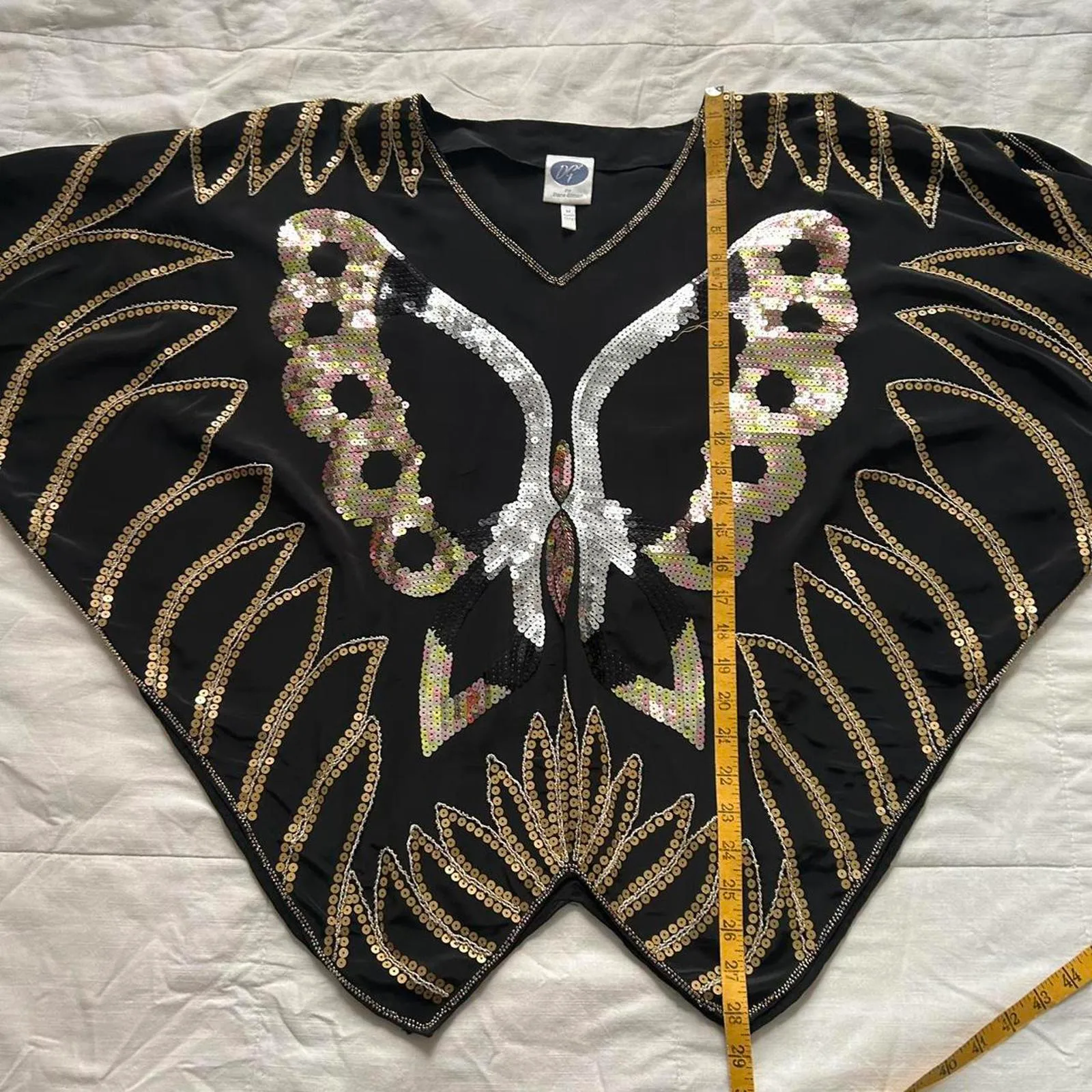 Black silver and gold sequin butterfly top unique fairy dark boho Size medium, - Image 7