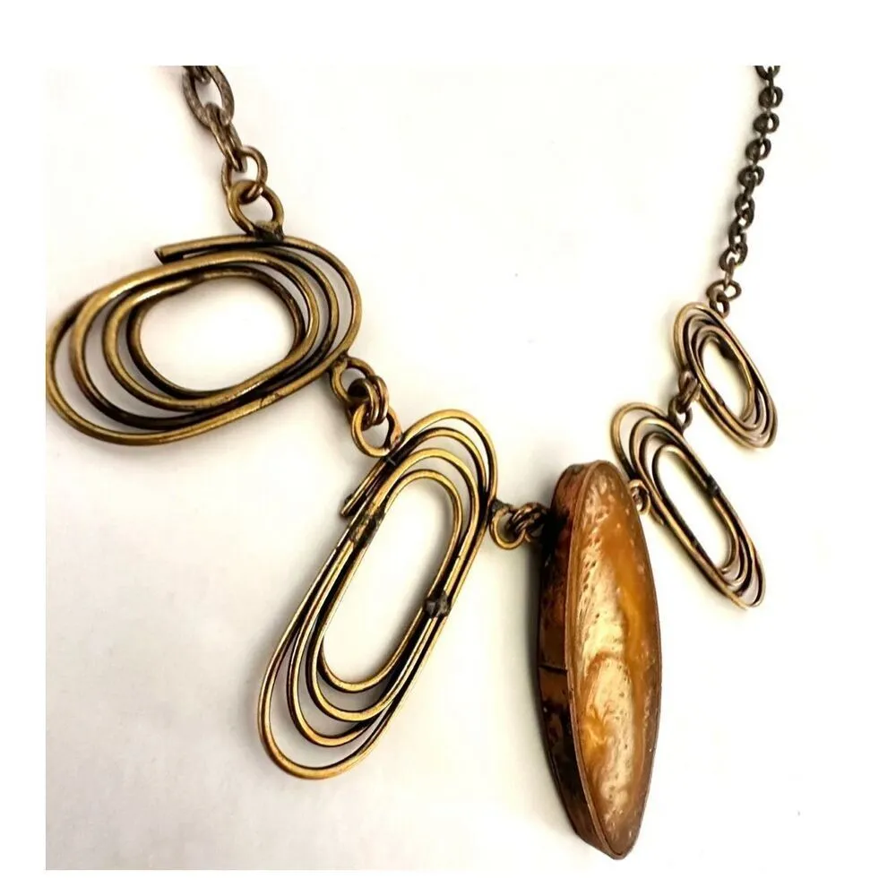 Brass stone modernistic pendant necklace - Image 9