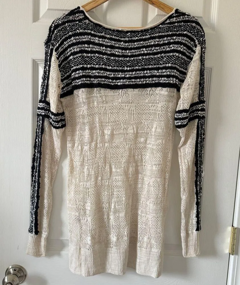 Free People Linen Knit Pullover‎ Sweater Size Large Lightweight Boho Miles Away - Image 6