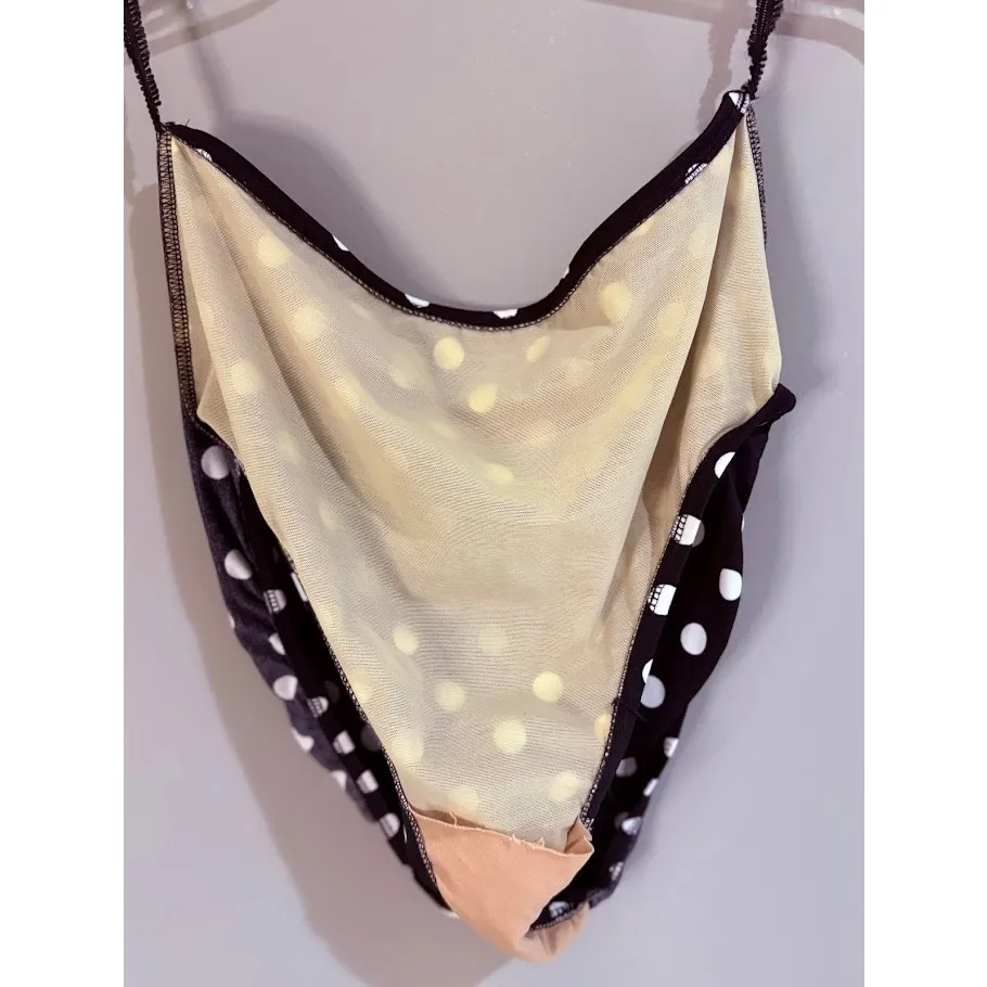 Eddie Bauer  Black White Polka Dot High Cut Cheeky Bikini - Size 16 - Image 9