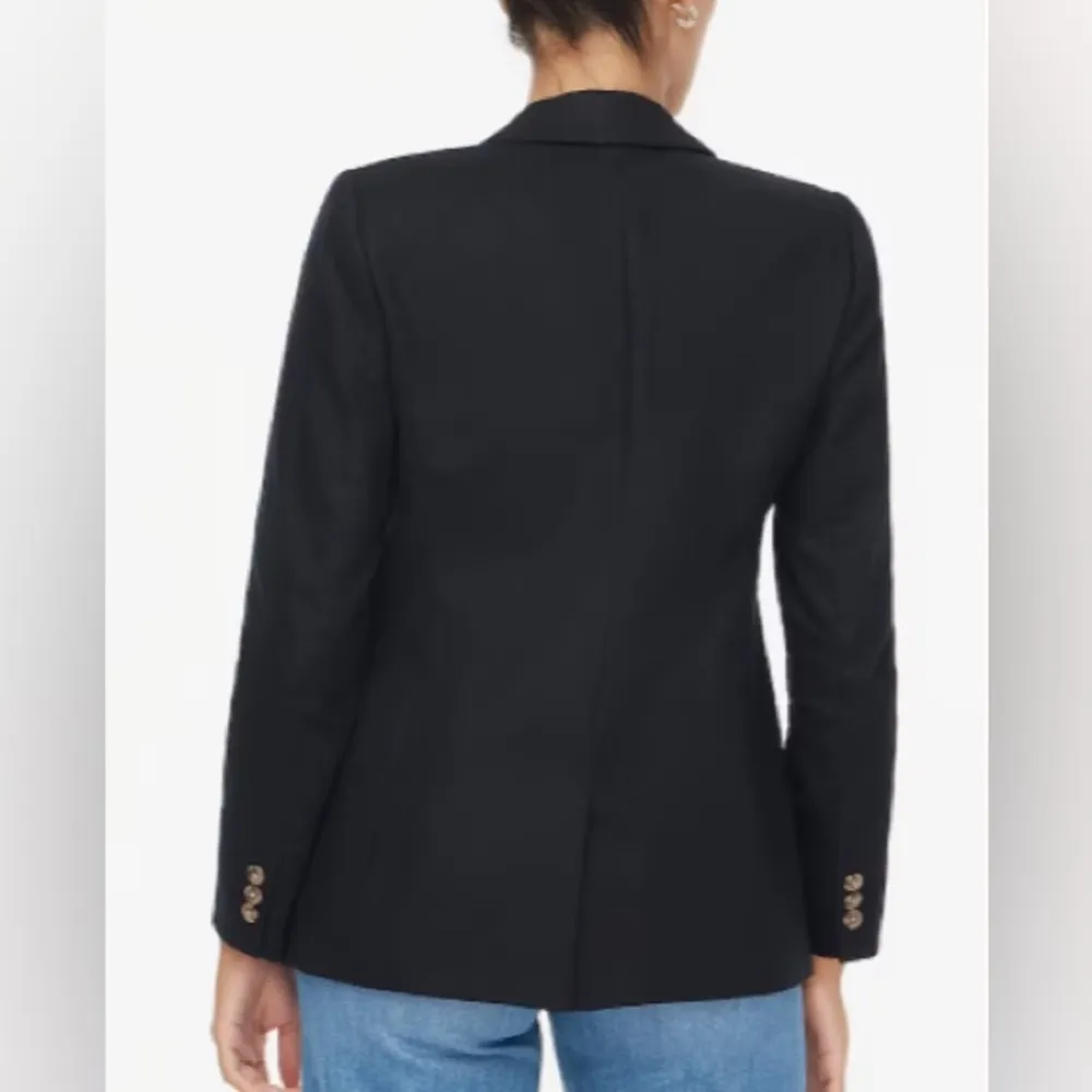 J. Crew Womens Black Petite linen-blend one-button blazer - Image 2