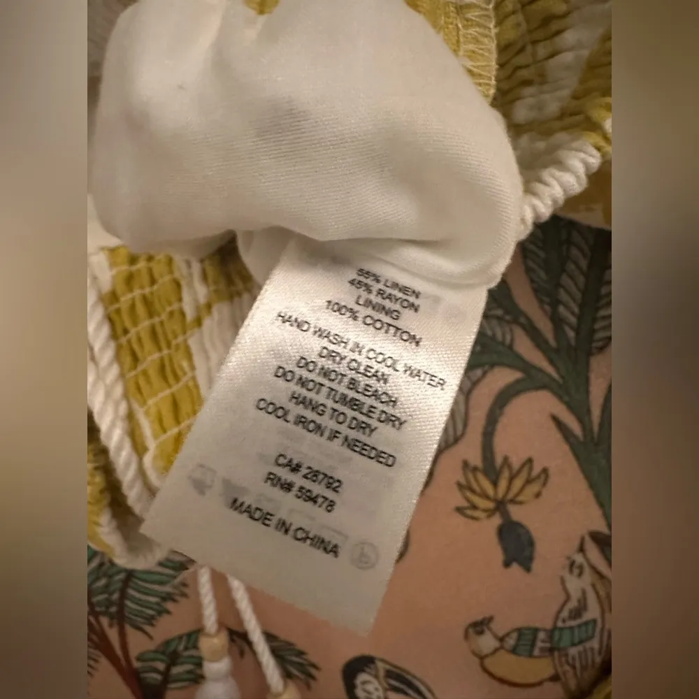 NWT House of Harlow 1960 Yellow Bohemian Stretch Long Sleeve Linen Blouse Shirt - Image 6