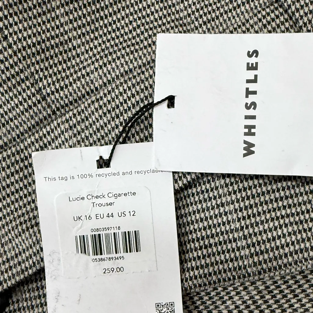 Whistles Lucie Check Cigarette Trouser size 12 NWT Tan - Image 9
