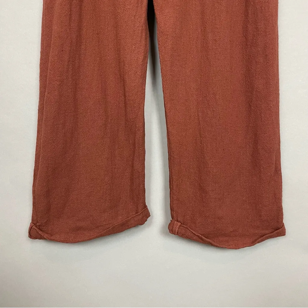 Overalls Slouchy Kaya Wear Relaxed‎ Fit Brown Women Sz Medium Rolled Cuff Cotton - Image 13