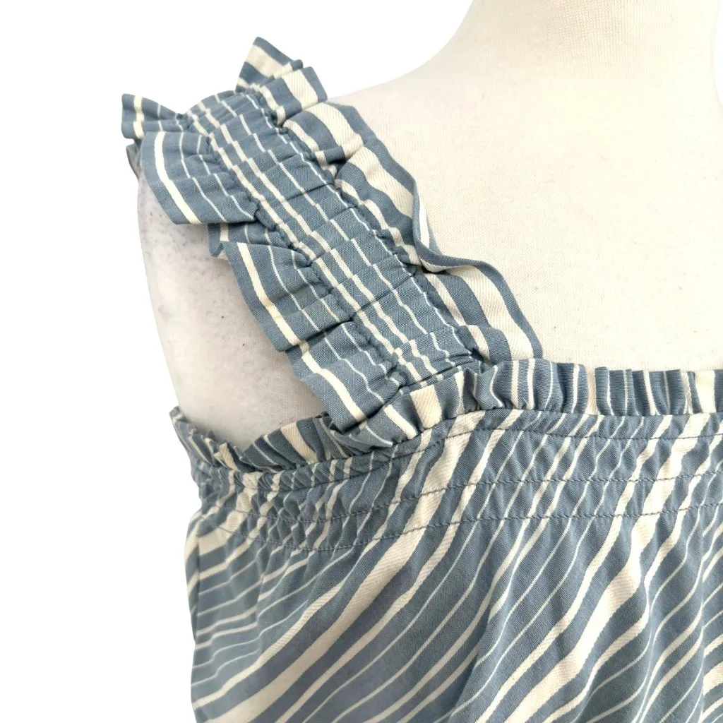 Socialite Striped Sleeveless Ruffle A-Line Dress Blue White Size Large - Image 3