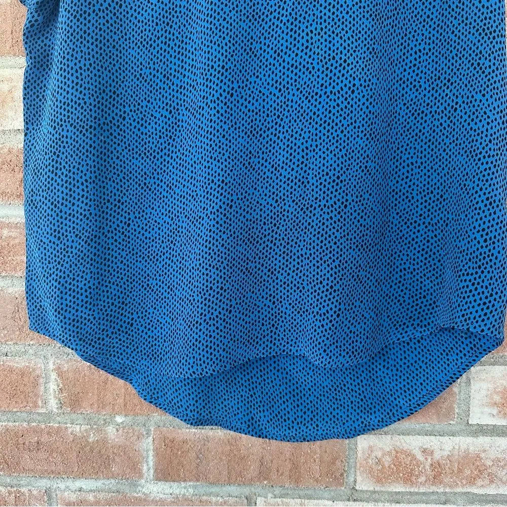 Equipment Femme Short Sleeve Crewneck Blouse Silk Women’s XS Blue Black Print - Image 3