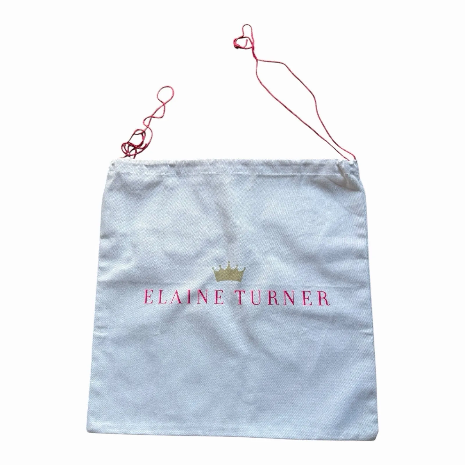 Elaine Turner White Dust Bag Pink Drawstring 20x20 Preowned - Image 1