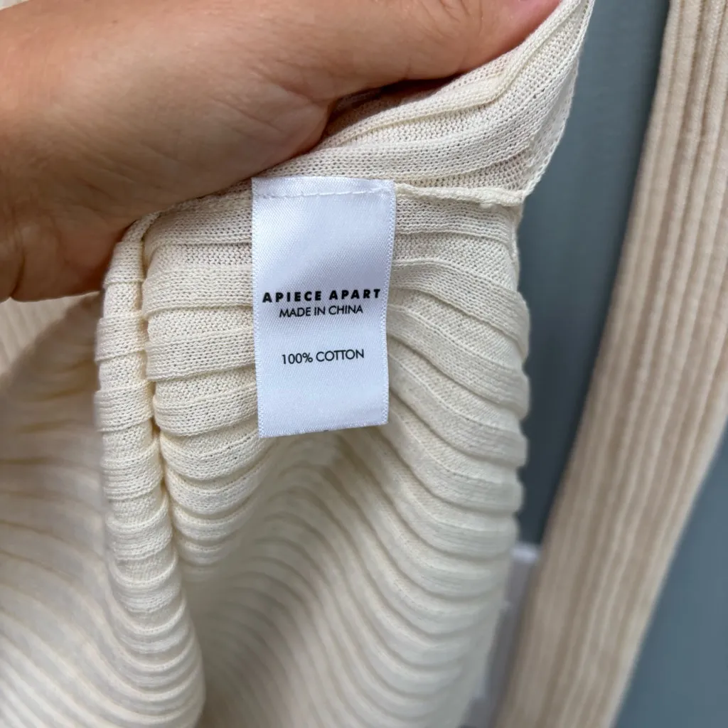 Apiece Apart Second Skin Rib Mockneck Top in Cream M - Image 7