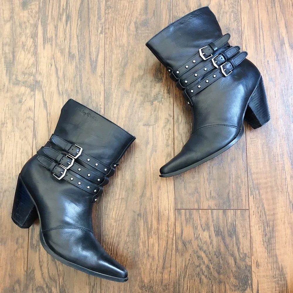 Harley-Davidson • Bette 3 strap boots heel ankle buckle pointed toe western moto - Image 4
