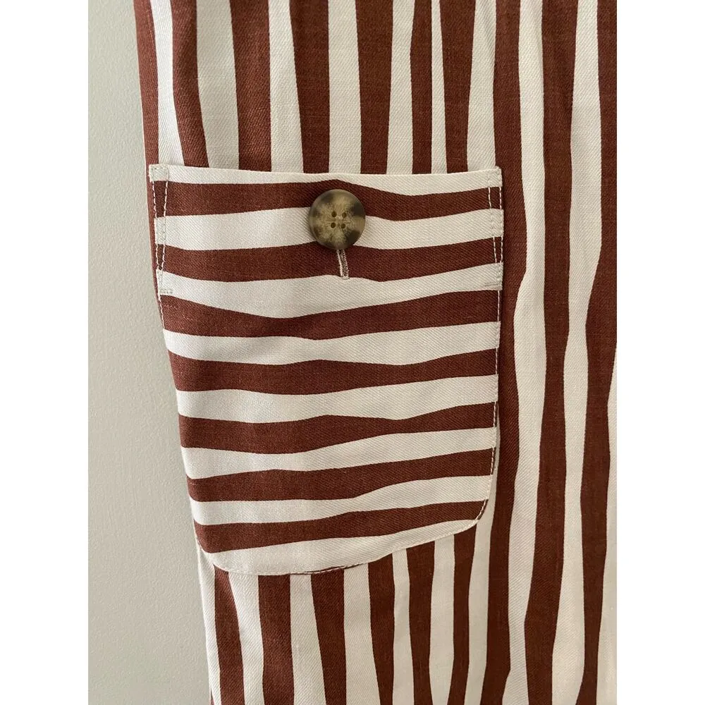 L.K. Bennett London Brown White Wavy Shift Sheath Dress USA 8 Dr Annelin Linen - Image 3