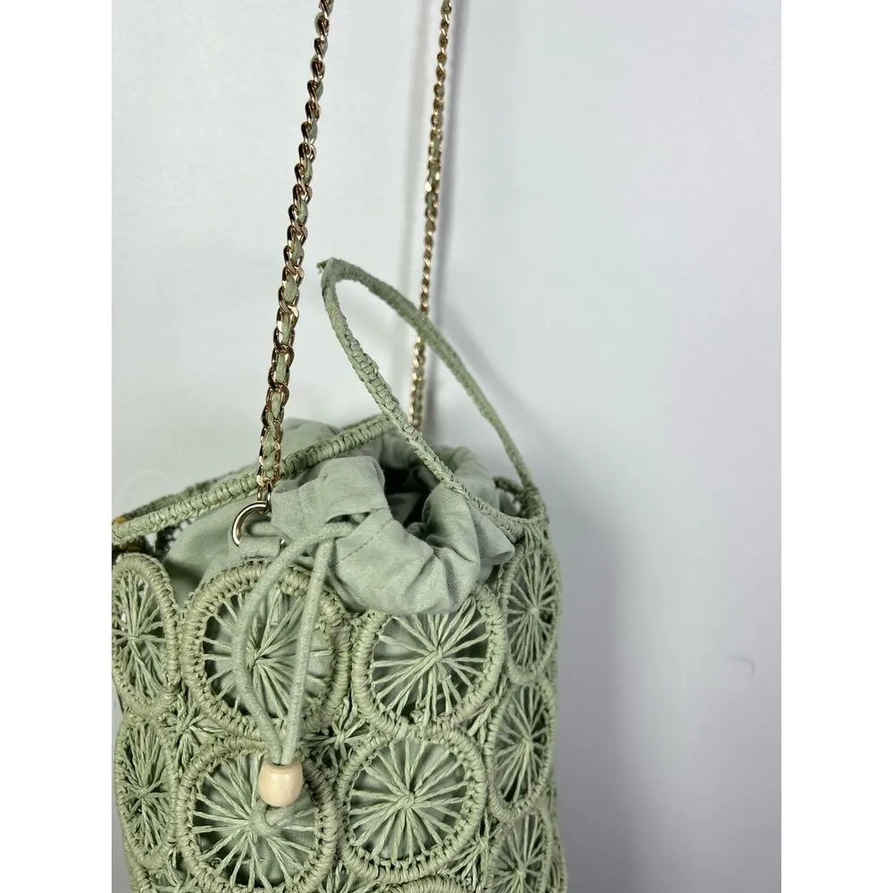 House of Harlow 1960 Raffia Hand Woven Bucket Bag NWT - Image 7