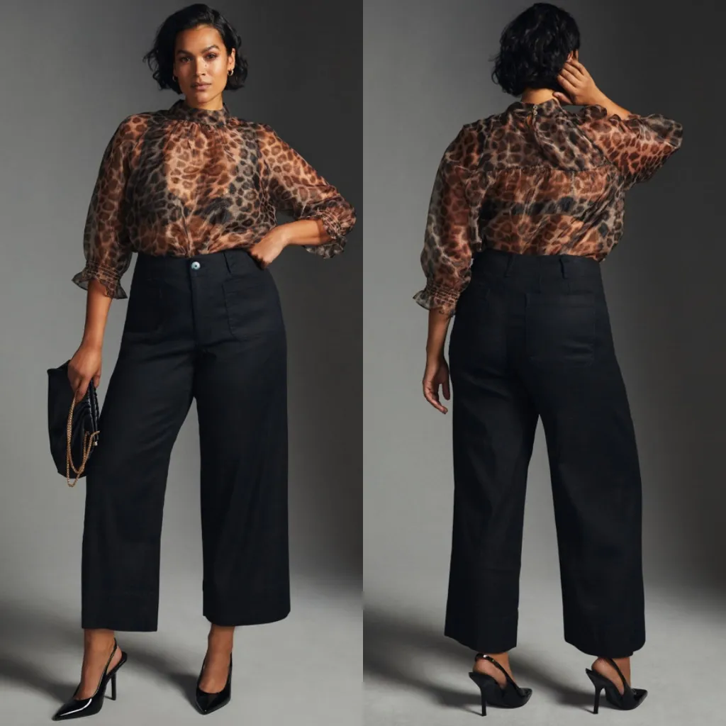 Maeve The Colette Linen Cropped Pants Black - Image 10