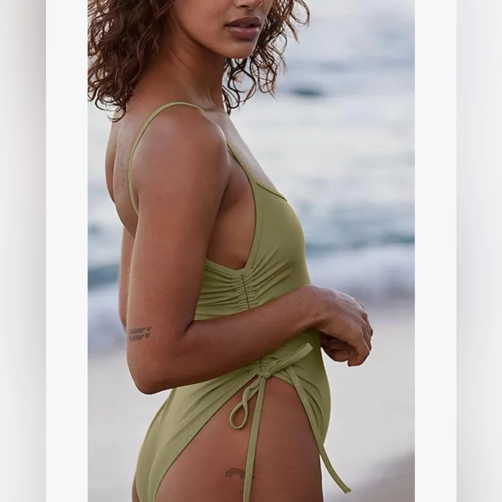 NEW Matcha green One Piece Bathing Suit Tummy Control Swimsuit L Size L - Image 5