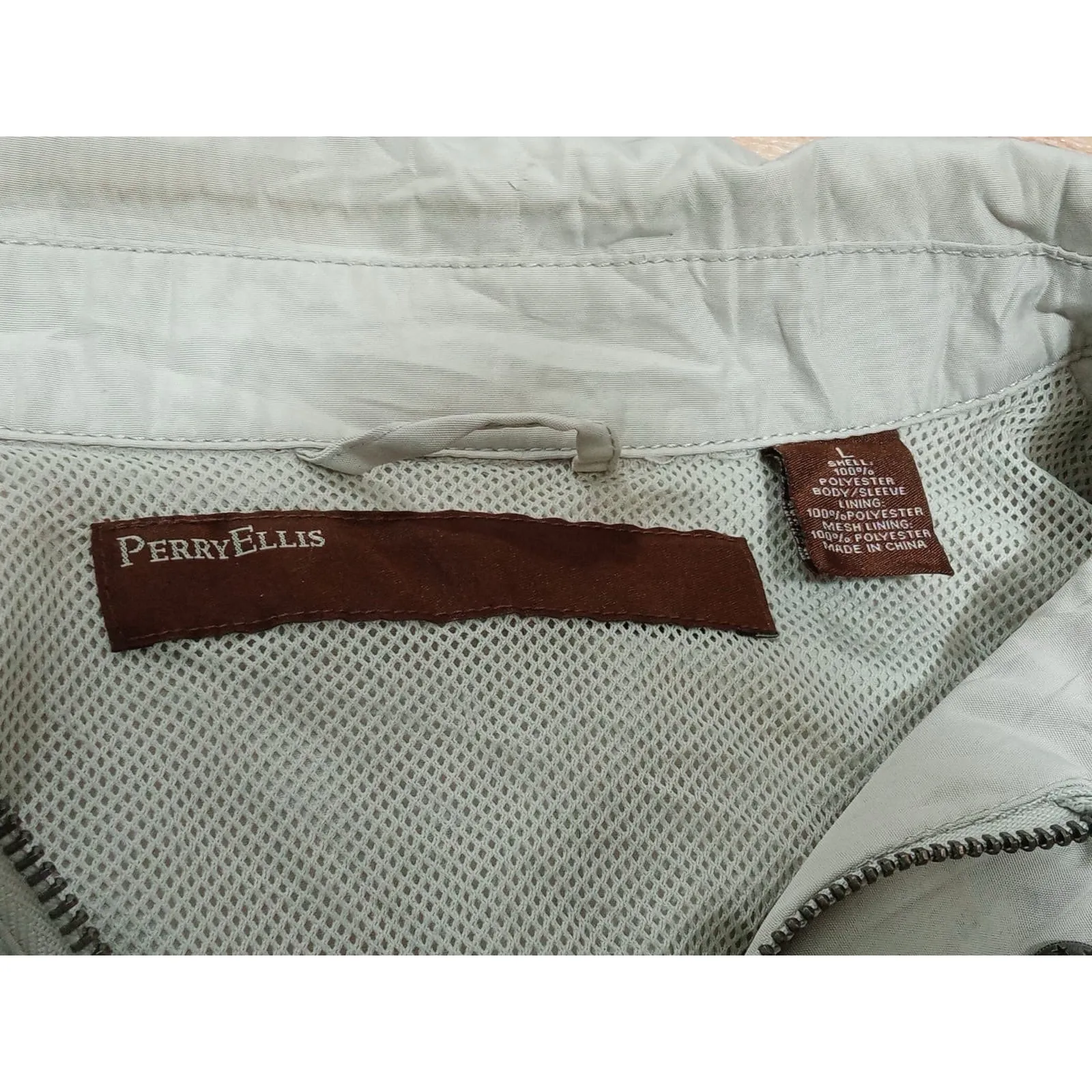 Perry Ellis Womens Windbreaker Jacket Full Zip Snap Front Lined Coat Size Large - Image 8