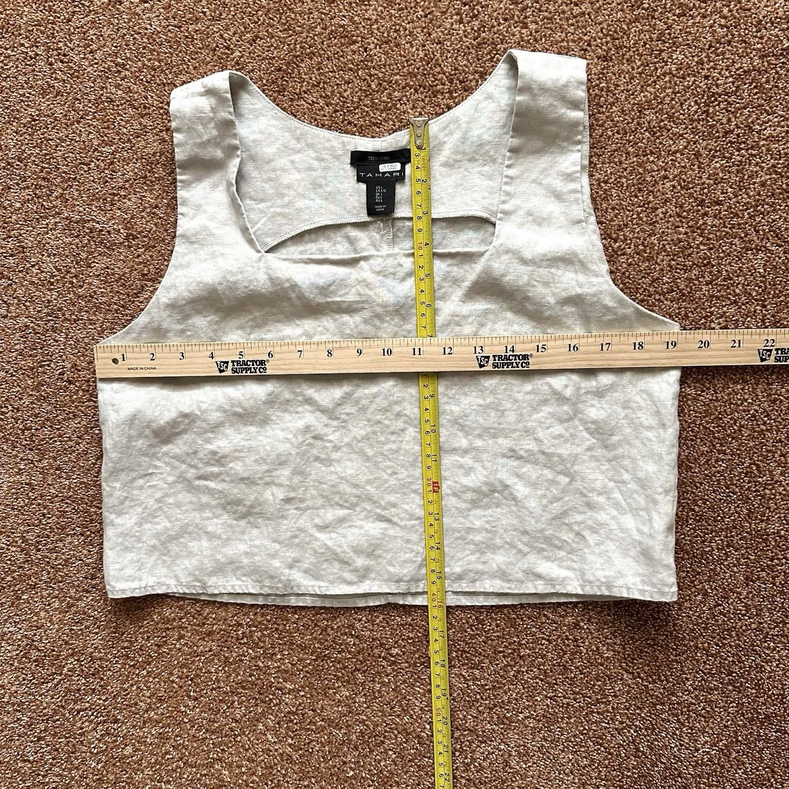 Linen Tahari Crop Tank Top Lg Pullover Oatmeal Neutral Summer Career Travel - Image 5