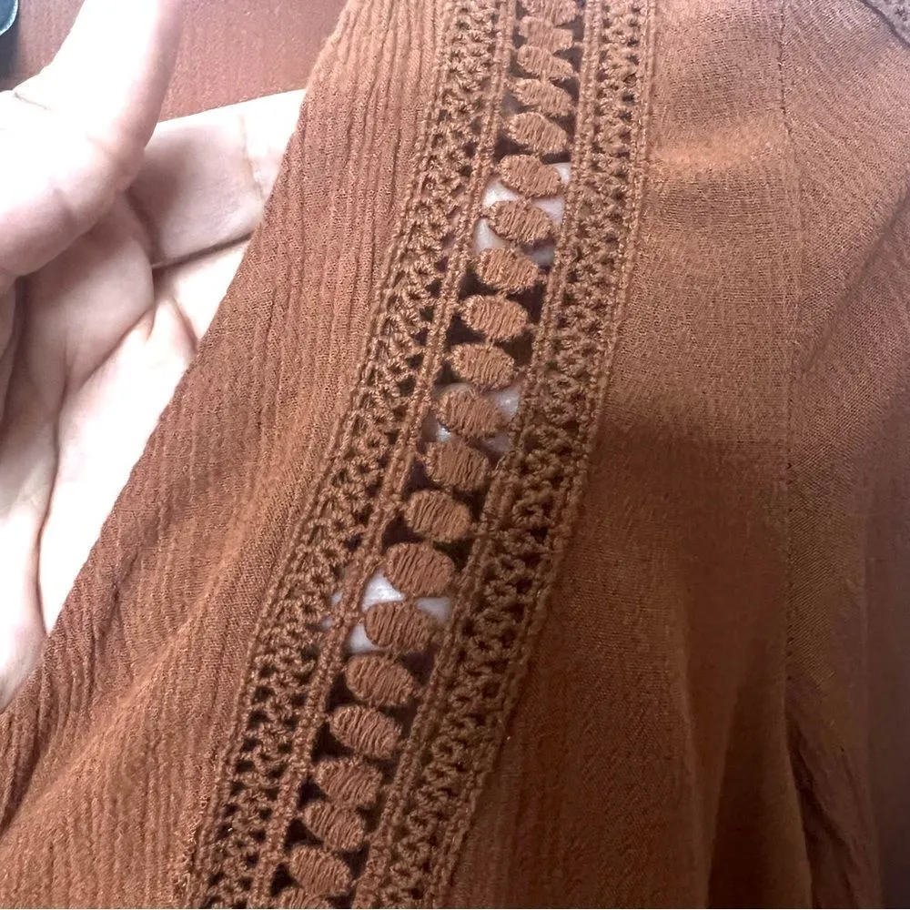 Vintage Y2K Flare Sleeve Top Women Small Whimsigoth Boho Fairy Peasant Bell 90s - Image 8