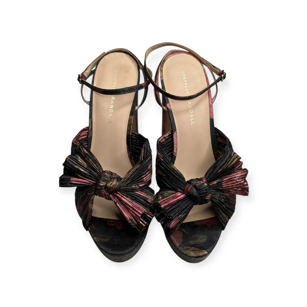 Loeffler Randall ✿ Natalia Pleated Knot Platform Heel Sandal ✿ Metal Floral ✿ 9M - Image 9