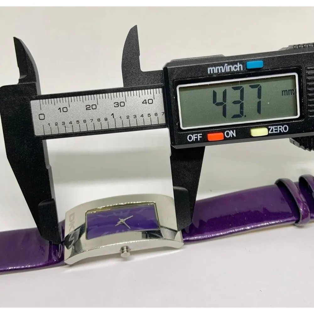 Dkny women’s watch solid stainless steel 21mm case purple dial leather band runs - Image 4