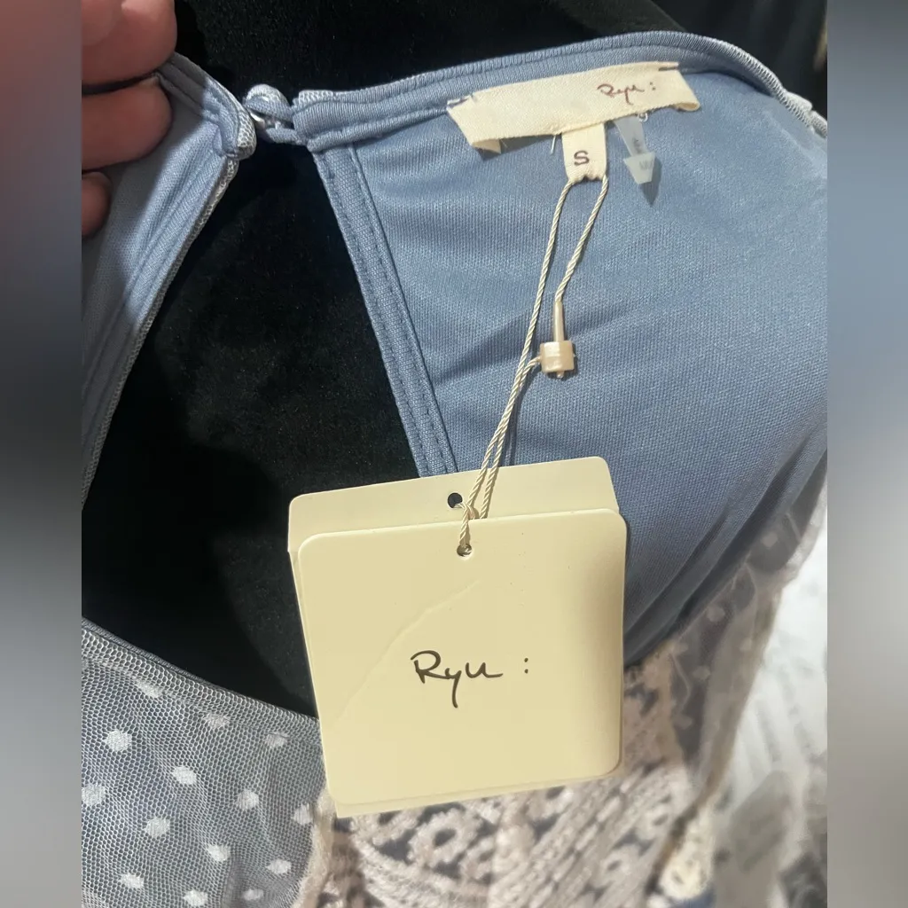 Ryu Blue and White Patterned Mini Dress - Image 7