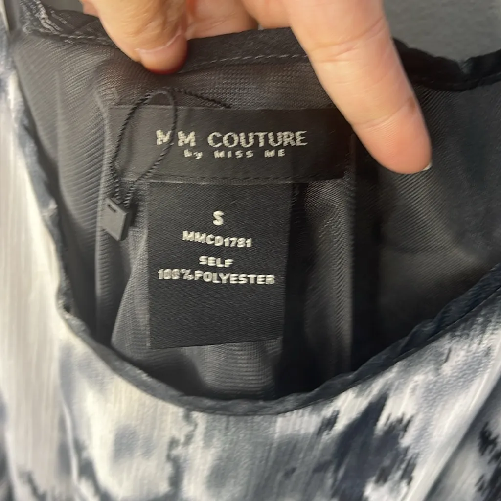 Miss Me MM Couture Women's Tie Dye Black White Chiffon‎ Dress Size S - Image 3