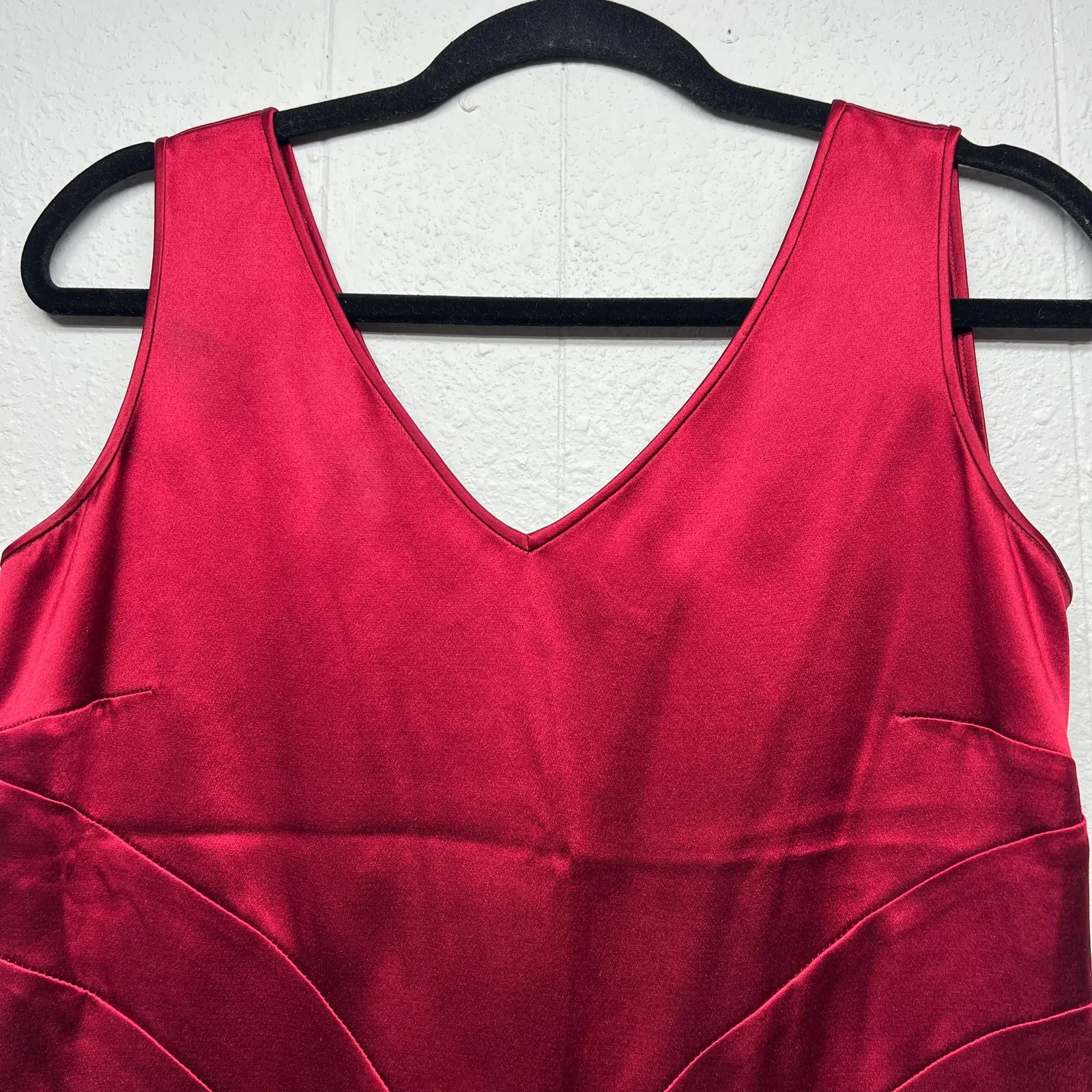 Jones New York 100% Silk Red Top Womens 6 Y2K Holiday Christmas Fairy Grunge - Image 3