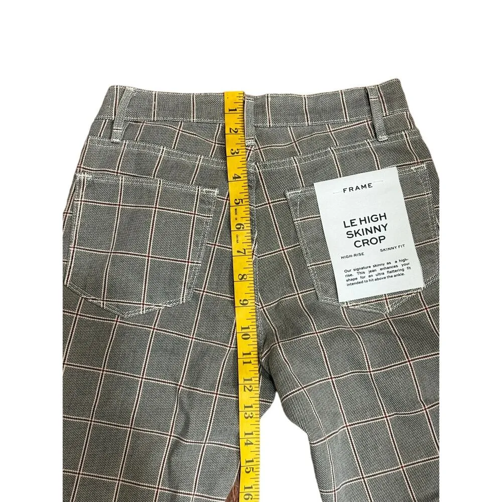 NWT FRAME Le High Skinny Cropped Jeans in Window Pane Plaid Gray size 26 W 25L - Image 6
