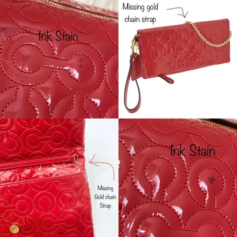 COACH 42965 Gramercy Red Embossed Patent Leather Wristlet Clutch Bag - Image 14