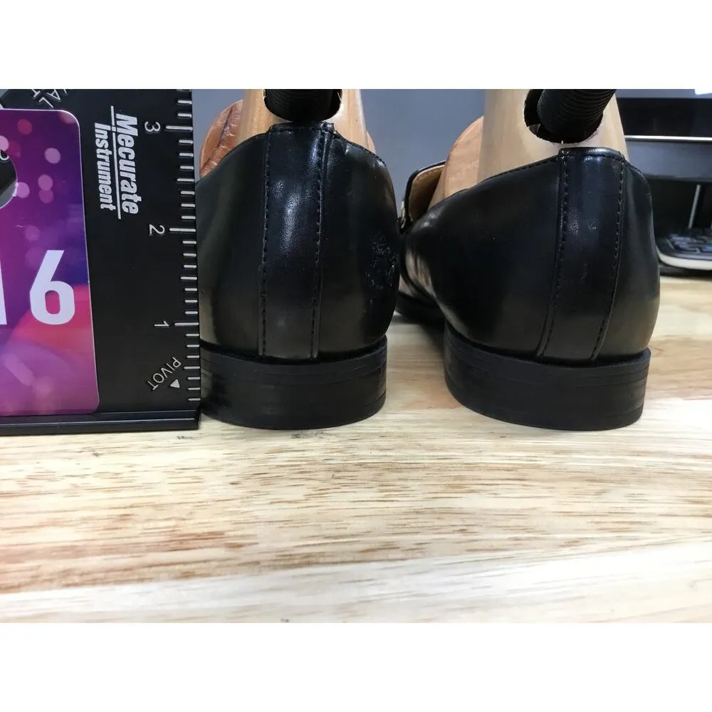 Nine West Loafers Womens 7 Black Leather Chain Slip-On Square Toe Flat Shoes - Image 3