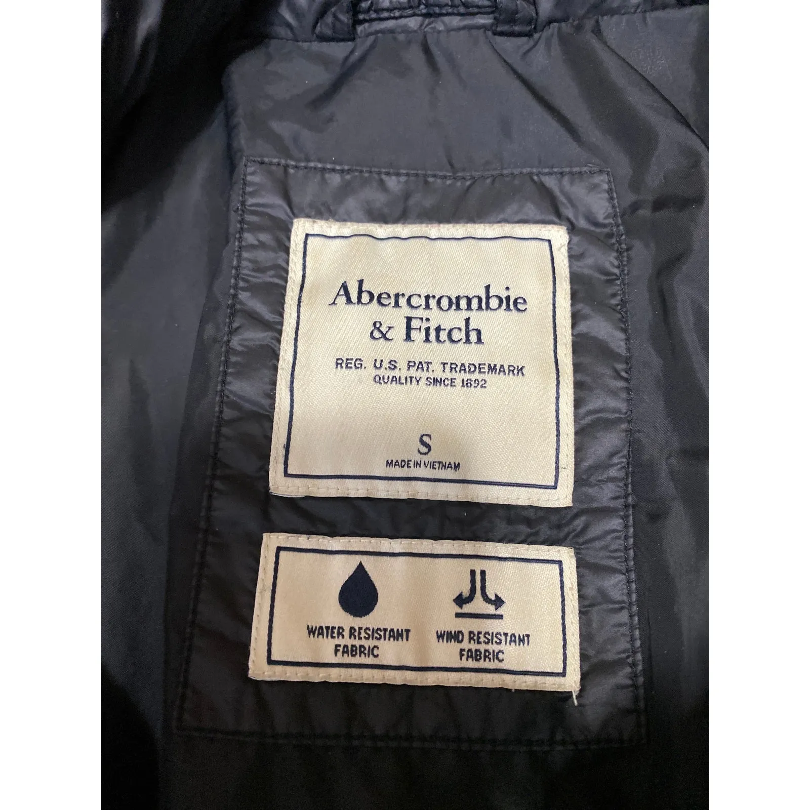 Abercrombie & Fitch Womens Black Full Zip Down Parka Hooded Puffer Coat Jacket S - Image 3