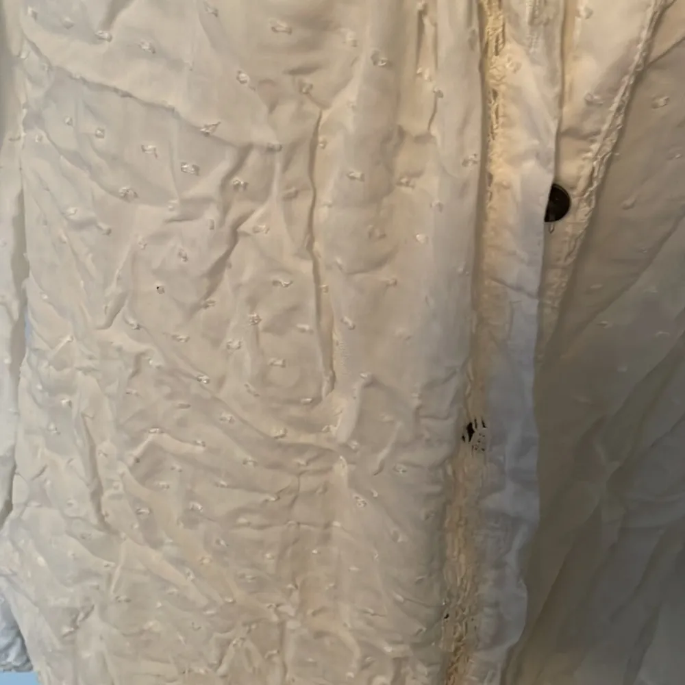 White Free People Detailed Crotchet Flowy Blouse - Image 3