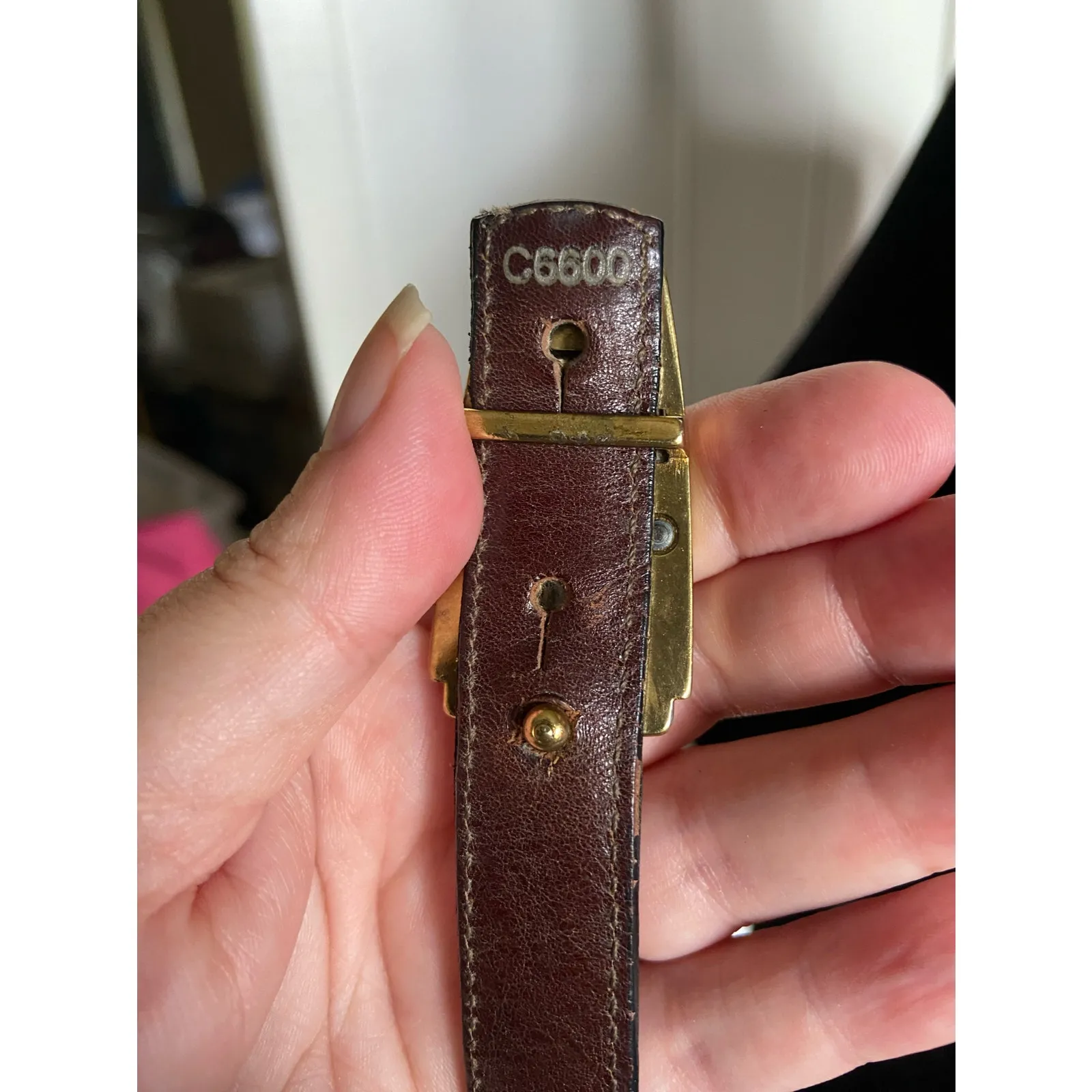 Brighton C6600 Reversible Brown‎ Black Thin Leather Belt Croc Embossed - Image 8