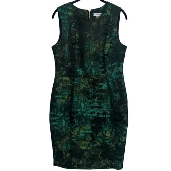 Calvin Klein Mossy Forest Career Office Siren Chic Dress Women's Size 8 - Image 2