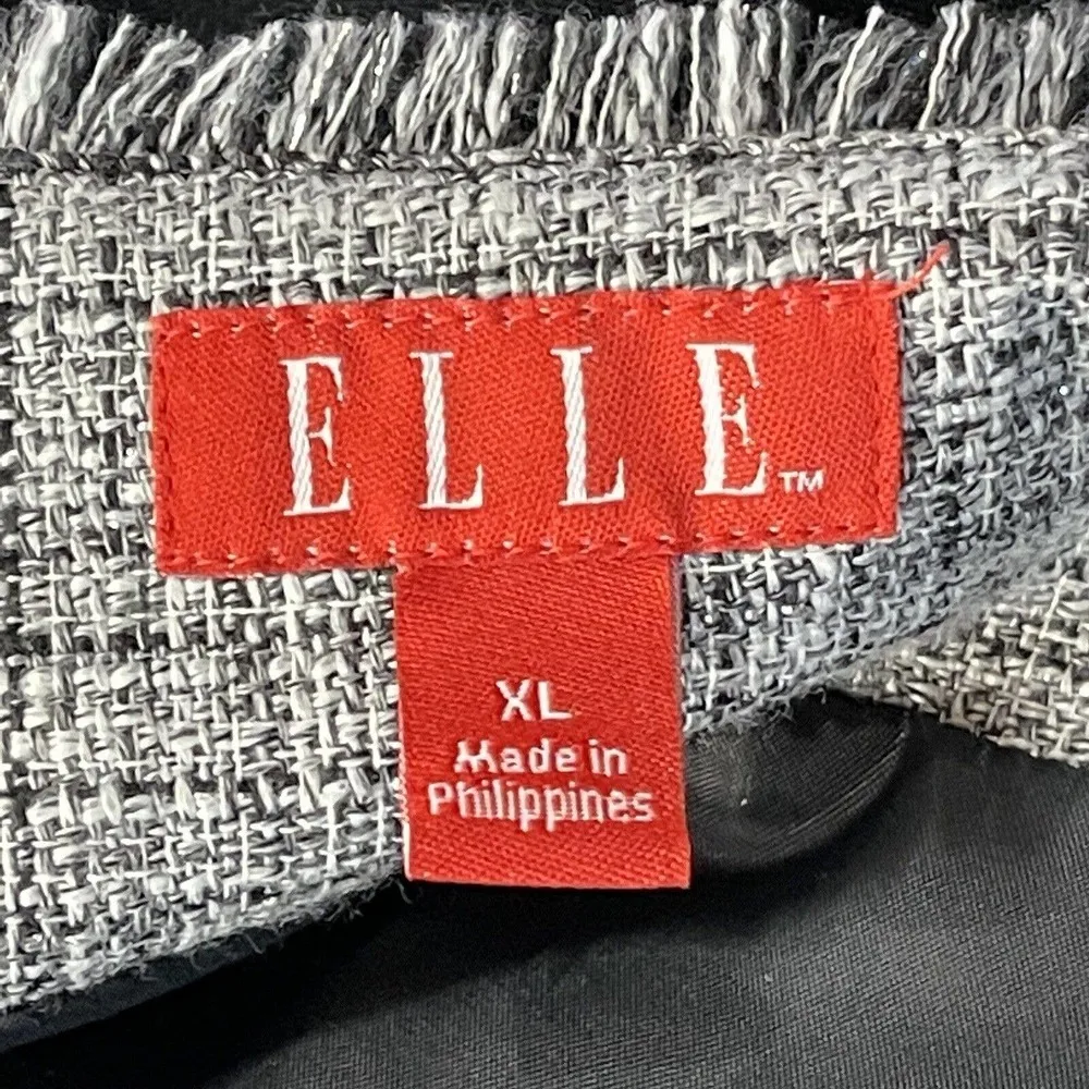 Elle X-Large Zip Blazer Jacket Zip Front Long Sleeve Lined Pockets Fringe Edges - Image 6