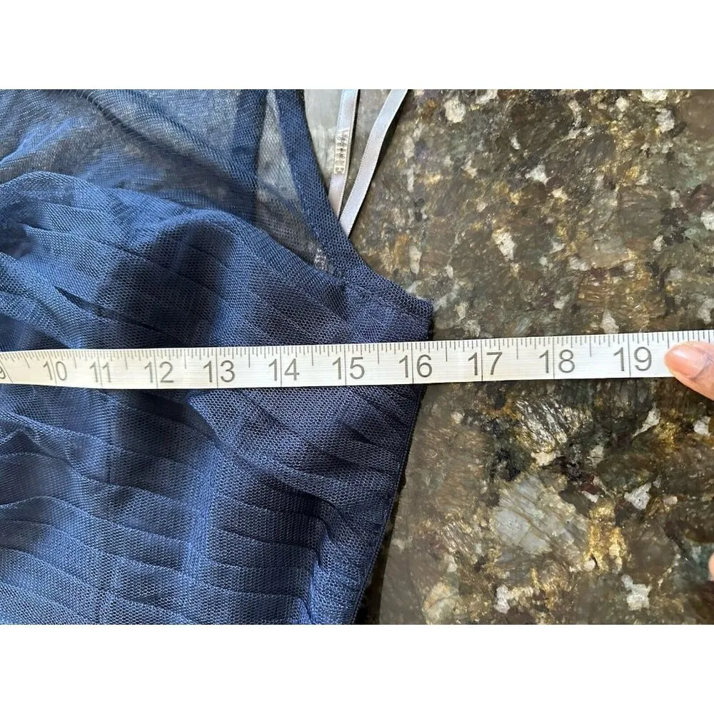 White By Vera Wang Dress Mesh Bodice Ruffles Sash Bauble Hem Party Prom Sz 4 Blue - Image 10