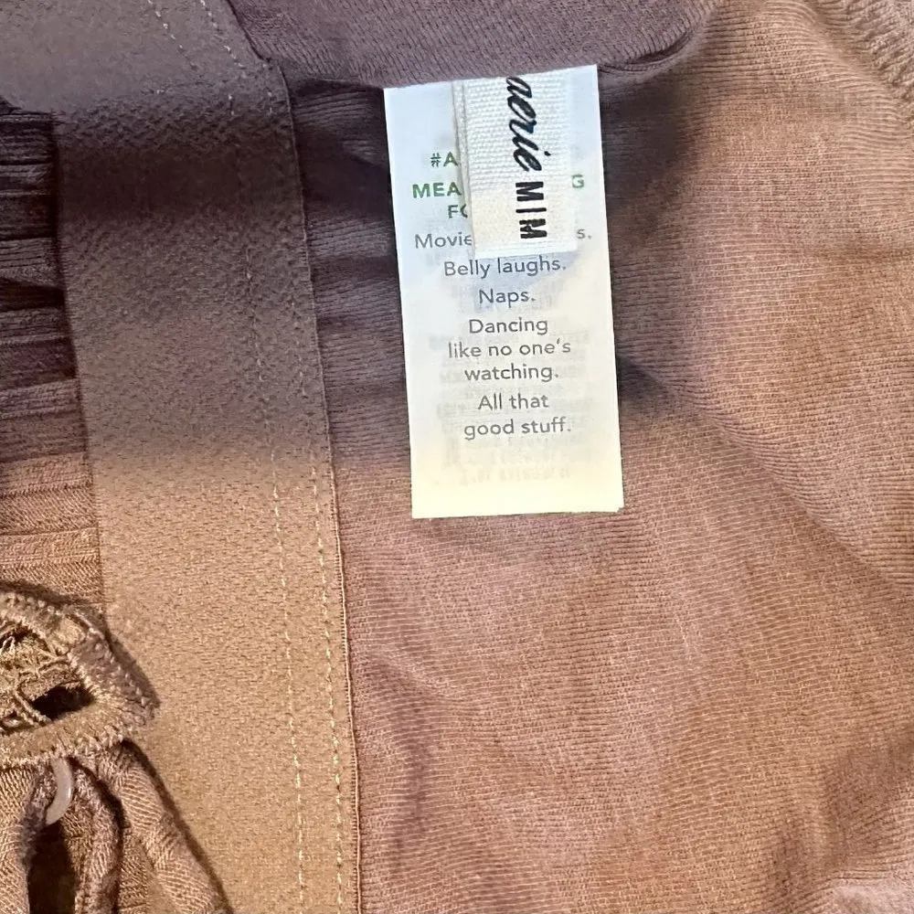 NWT Aerie Brown Cropped Lace Detail Bralette Tank - Size: Medium - Image 2