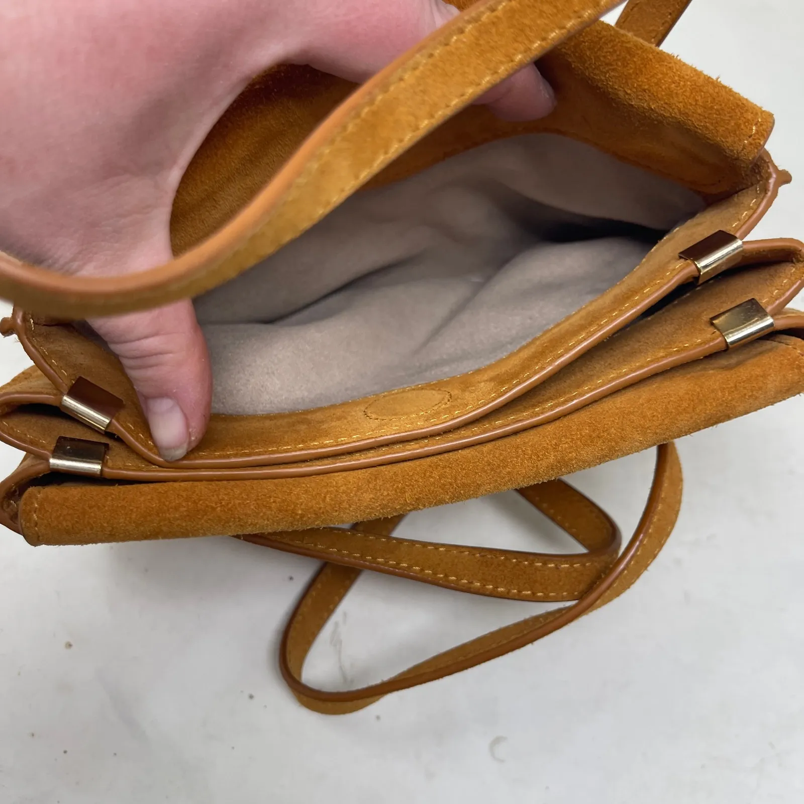 Rouje Le J Bag French Suede Leather Handbag in Brown Tan - Image 11