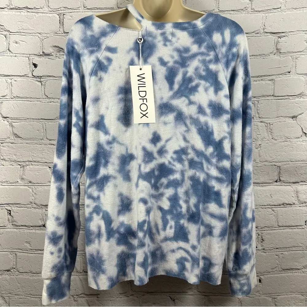 Wildfox I Need Huge Glass of Tequila Sweatshirt Cutout Cloud Blue Tie Dye S NWT - Image 4