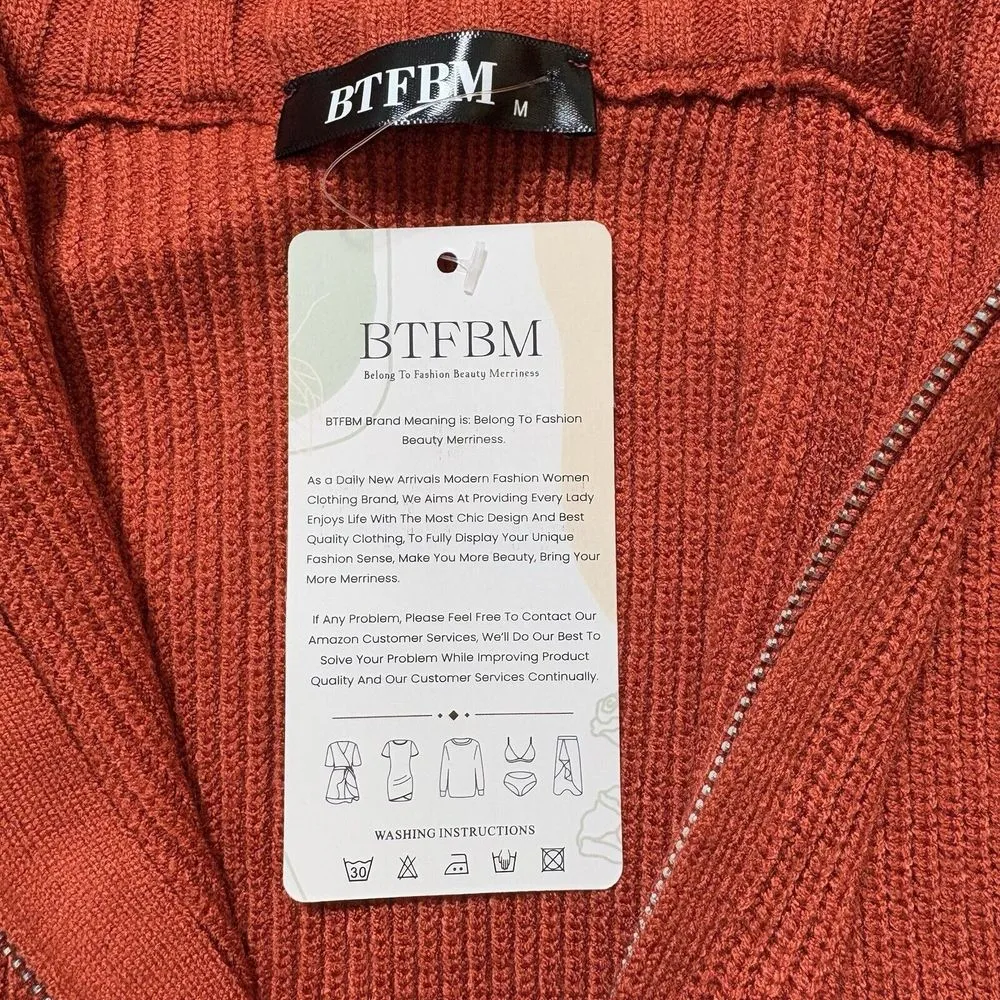 BTFBM Women's Rust Red‎ 1/4 Zip Pullover Size Medium New with Tags Red - Image 4