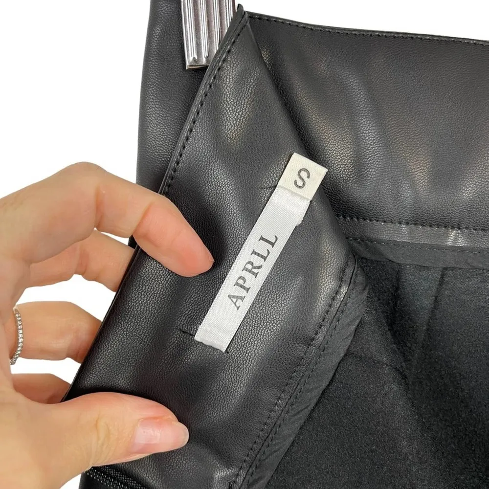 Aprll Black Faux Leather High Waist Midi Pencil Skirt Size Small - Image 13